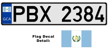 GUATEMALA EUROSTYLE LICENSE PLATE -- EMBOSSED WITH YOUR CUSTOM NUMBER