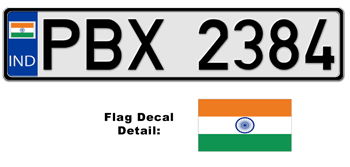INDIA EUROSTYLE LICENSE PLATE -- EMBOSSED WITH YOUR CUSTOM NUMBER