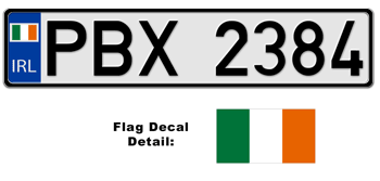 IRELAND EUROSTYLE LICENSE PLATE -- EMBOSSED WITH YOUR CUSTOM NUMBER