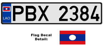 LAOS EUROSTYLE LICENSE PLATE -- EMBOSSED WITH YOUR CUSTOM NUMBER