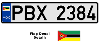 MOZAMBIQUE EUROSTYLE LICENSE PLATE -- EMBOSSED WITH YOUR CUSTOM NUMBER