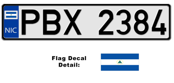 NICARAGUA EUROSTYLE LICENSE PLATE -- EMBOSSED WITH YOUR CUSTOM NUMBER