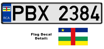 CENTRAL AFRICAN REPUBLIC EUROSTYLE LICENSE PLATE -- EMBOSSED WITH YOUR CUSTOM NUMBER