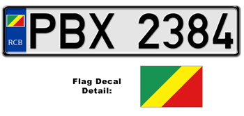 CONGO-BRAZZAVILLE EUROSTYLE LICENSE PLATE -- EMBOSSED WITH YOUR CUSTOM NUMBER