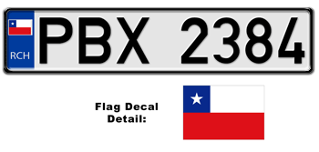 CHILE EUROSTYLE LICENSE PLATE -- EMBOSSED WITH YOUR CUSTOM NUMBER