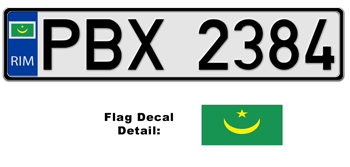 MAURITANIA EUROSTYLE LICENSE PLATE -- EMBOSSED WITH YOUR CUSTOM NUMBER