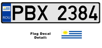 URUGUAY EUROSTYLE LICENSE PLATE -- EMBOSSED WITH YOUR CUSTOM NUMBER