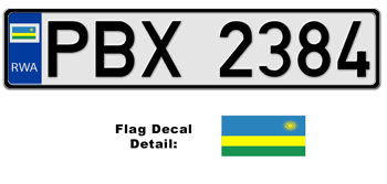 RWANDA EUROSTYLE LICENSE PLATE -- EMBOSSED WITH YOUR CUSTOM NUMBER
