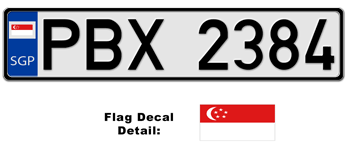 SINGAPORE EUROSTYLE LICENSE PLATE -- EMBOSSED WITH YOUR CUSTOM NUMBER