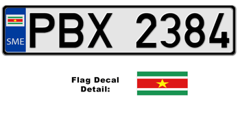 SURINAME EUROSTYLE LICENSE  PLATE  -- 