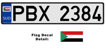 SUDAN EUROSTYLE LICENSE PLATE -- EMBOSSED WITH YOUR CUSTOM NUMBER