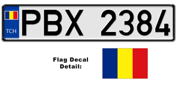 CHAD EUROSTYLE LICENSE  PLATE  -- EMBOSSED WITH YOUR CUSTOM NUMBER