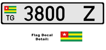 TOGO LICENSE PLATE -- EMBOSSED WITH YOUR CUSTOM NUMBER