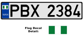 NIGERIA EUROSTYLE LICENSE PLATE -- EMBOSSED WITH YOUR CUSTOM NUMBER