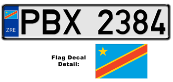 CONGO-KINSHASA EUROSTYLE LICENSE  PLATE  -- 