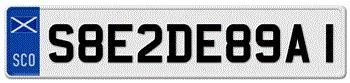 SCOTLAND EURO 11 CHARACTER FRONT LICENSE PLATE -- 