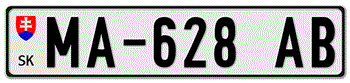 SLOVAKIA EURO LICENSE PLATE -- EMBOSSED WITH YOUR CUSTOM NUMBER