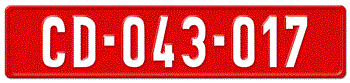 SPAIN (ESPANA) DIPLOMAT EURO RED LICENSE PLATE -- EMBOSSED WITH YOUR CUSTOM NUMBER