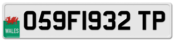 WALES EURO 11 CHARACTER FRONT LICENSE PLATE -- EMBOSSED WITH YOUR CUSTOM NUMBER