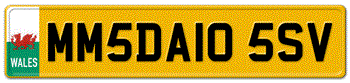 WALES EURO 11 CHARCTER REAR LICENSE PLATE  -- 