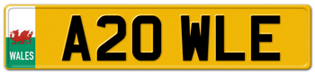 WALES EURO REAR LICENSE PLATE -- EMBOSSED WITH YOUR CUSTOM NUMBER