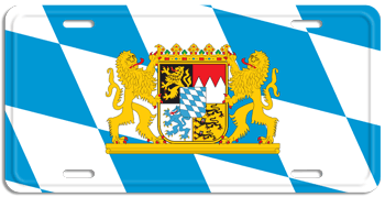 BAVARIA FLAG LICENSE PLATE WITH COAT OF ARMS