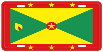 High Grade Aluminum License Plate Grenadian - Many Options Flag of Grenada 