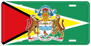 GUYANA FLAG AND COAT OF ARMS LICENSE PLATE