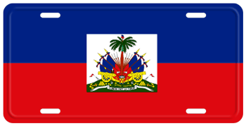 HAITI FLAG WITH COAT OF ARMS LICENSE PLATE