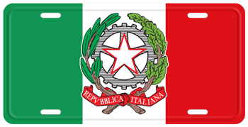 ITALY AND COAT OF ARMS FLAG LICENSE PLATE