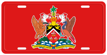 TRINIDAD & TOBAGO COAT OF ARMS RED LICENSE PLATE