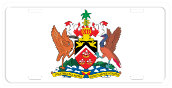 TRINIDAD & TOBAGO COAT OF ARMS WHITE LICENSE PLATE