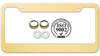 SLEEK DESIGN GOLD FINISHED STAINLESS STEEL WIDE TOP AND BOTTOM LICENSE PLATE FRAME