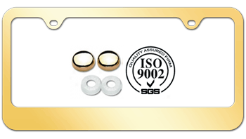 SLEEK DESIGN GOLD FINISHED STAINLESS STEEL WIDE BOTTOM LICENSE PLATE FRAME