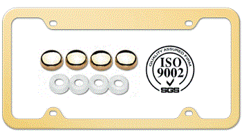 SLEEK DESIGN GOLD FINISHED STAINLESS STEEL WIDE TOP LICENSE PLATE FRAME