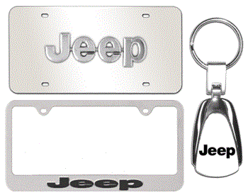 JEEP CHROME GIFT SET WITH PLATE, FRAME, AND KEY HOLDER