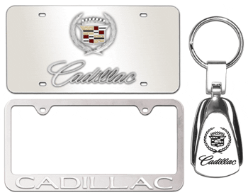 CLASSIC CADILLAC CHROME GIFT SET WITH PLATE, FRAME, AND KEY HOLDER