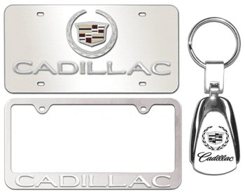 CADILLAC CHROME GIFT SET WITH PLATE, FRAME, AND KEY HOLDER