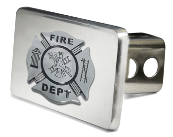 FIRE DEPT BLACK EMBLEM 3D TRAILER HITCH COVER