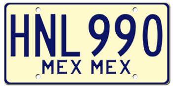 MEXICO (ESTADO DE MEXICO) LICENSE PLATE ISSUED BETWEEN 1968 - 1991 -EMBOSSED WITH YOUR CUSTOM NUMBER