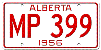 1956 ALBERTA LICENSE PLATE - 