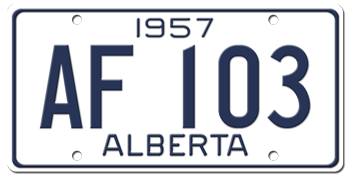 1957 ALBERTA LICENSE PLATE - EMBOSSED WITH YOUR CUSTOM NUMBER