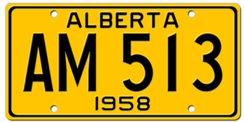 1958 ALBERTA LICENSE PLATE - EMBOSSED WITH YOUR CUSTOM NUMBER