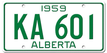 1959 ALBERTA LICENSE PLATE - 