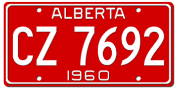 1960 ALBERTA LICENSE PLATE - EMBOSSED WITH YOUR CUSTOM NUMBER
