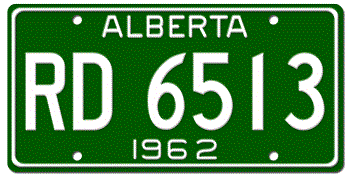 1962 ALBERTA LICENSE PLATE - EMBOSSED WITH YOUR CUSTOM NUMBER