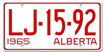 1965 ALBERTA LICENSE PLATE - EMBOSSED WITH YOUR CUSTOM NUMBER