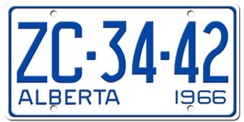 1966 ALBERTA LICENSE PLATE - EMBOSSED WITH YOUR CUSTOM NUMBER