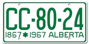 1967 ALBERTA LICENSE PLATE - EMBOSSED WITH YOUR CUSTOM NUMBER