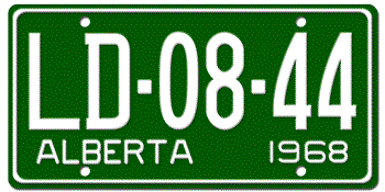 1968 ALBERTA LICENSE PLATE - EMBOSSED WITH YOUR CUSTOM NUMBER